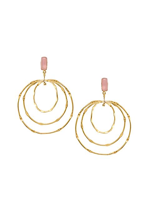 Gold Concentric Hoop Dangler Earrings 