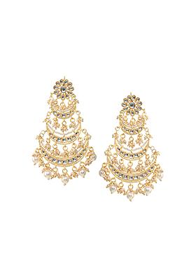 Gold Kundan Pearl Layered Dangler Earring