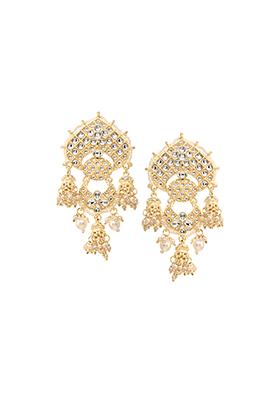 Gold Kundan Multi Drop Jhumka Earrings 
