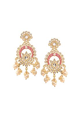 Pink Gold Enamel Dangler Earrings 