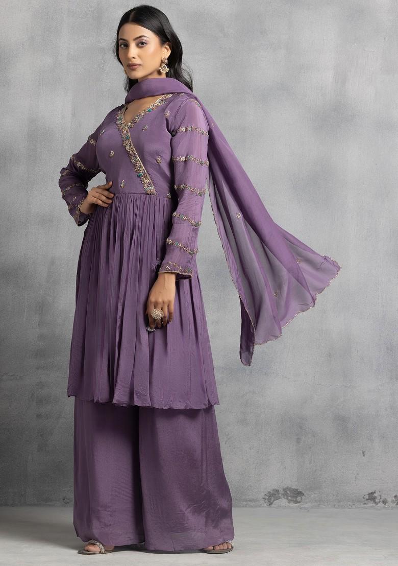 Lilac Lush Kurta and palazzo set with dupatta