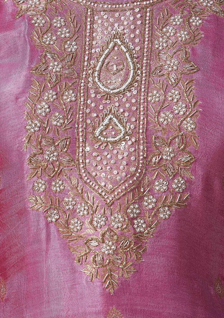 Buy Women Pink Bead Sequin Embellished Kurta Set With Pants And Dupatta ...