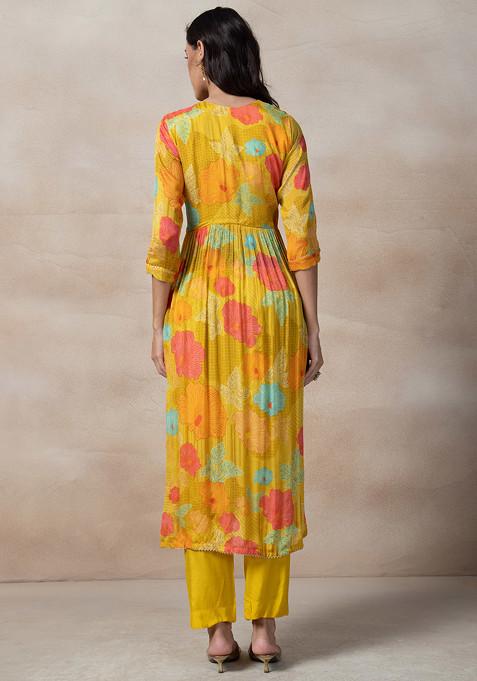 Mustard Digital Print Kurta Set