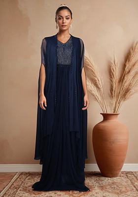 Black Embellished Gown And Jacket