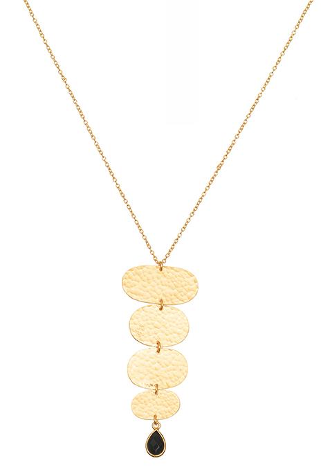 Buy Women Gold Stacked Pendant Necklace With Black Drop - Jewellery - Indya