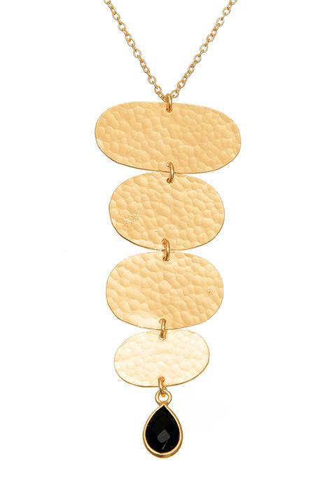 Buy Women Gold Stacked Pendant Necklace With Black Drop - Jewellery - Indya
