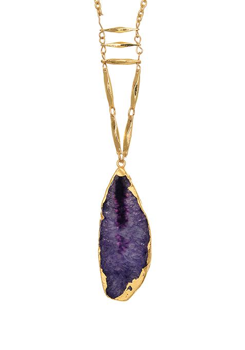 Buy Women Gold Purple Stone Pendant Necklace - Jewellery - Indya