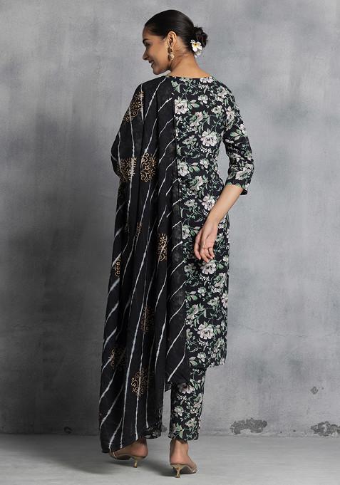 Printed Cotton Blend Kurta With Pants & Dupatta main image 1