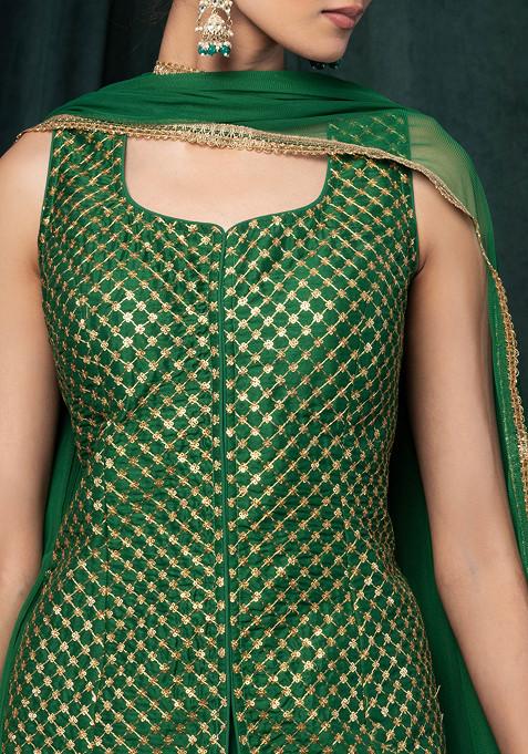 Pink Magenta Laheriya Crop Top With Tiered Sharara Attached Dupatta Women Indo Western Women Co-Ord Set