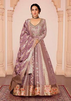 Purple Hand Embroidered Kurta Set
