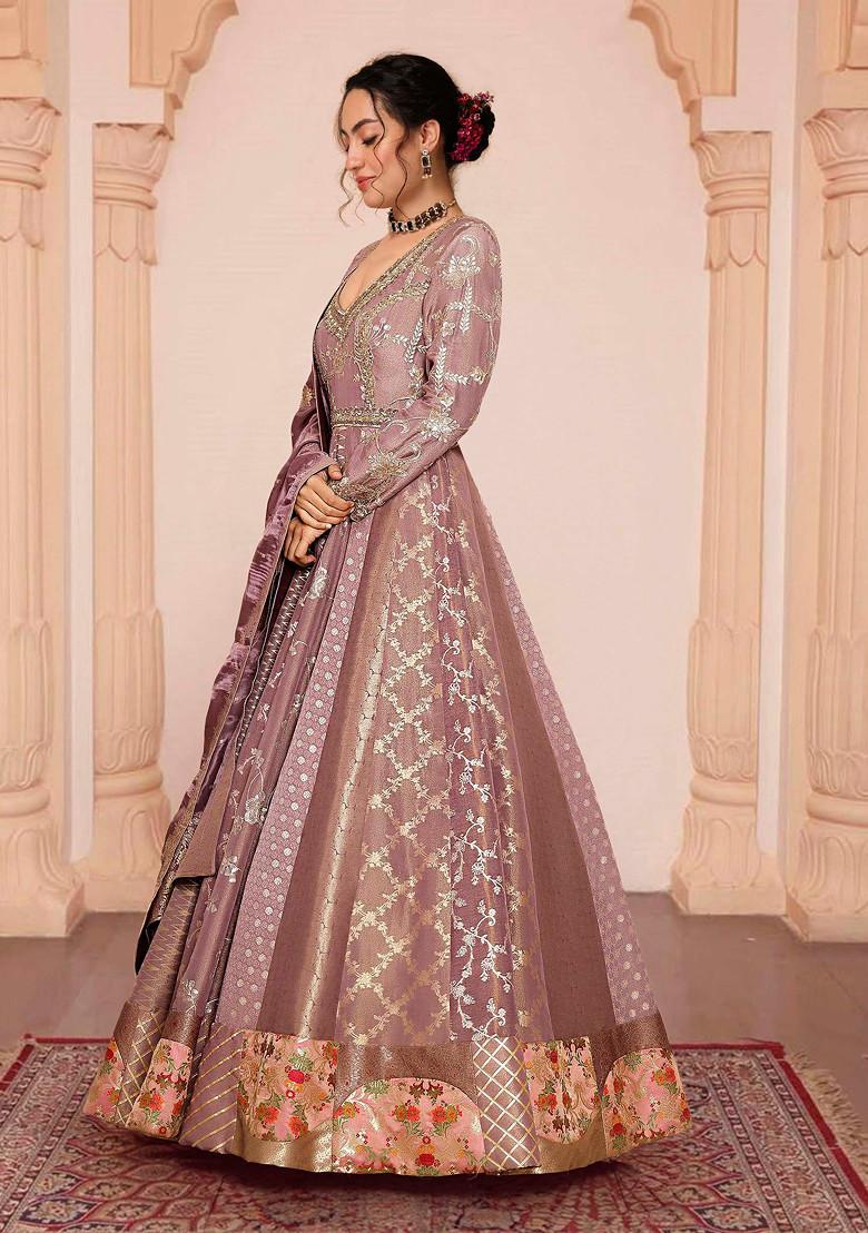 Purple Hand Embroidered Kurta Set