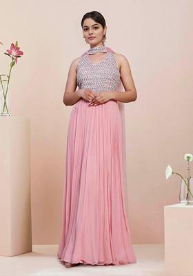 Pink Hand Embroidered Anarkali Set With Dupatta