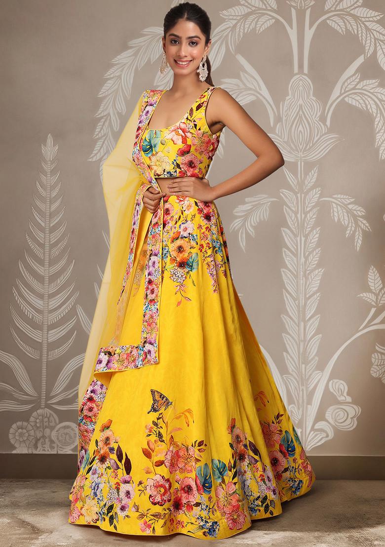 Yellow Lehenga Set With Hand Embroidered Blouse And Dupatta