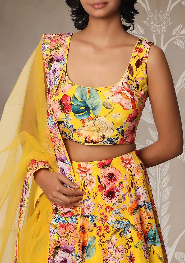 Yellow Lehenga Set With Hand Embroidered Blouse And Dupatta