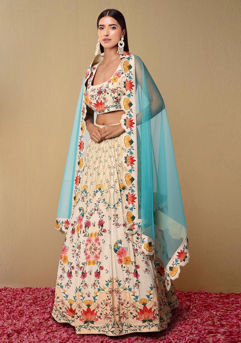 BEIGE Lehenga Set With Hand Embroidered Blouse And Dupatta