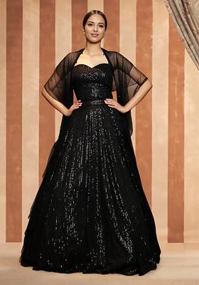 Black Lehenga Set With Hand Embroidered Blouse And Dupatta