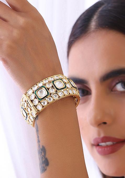 Green Gold Tone Polki Bangle