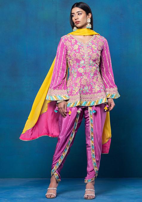Pink Patch Short kurta set main image 0