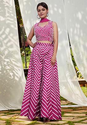 Pink Skirt Set With Hand Embroidered Blouse and Dupatta