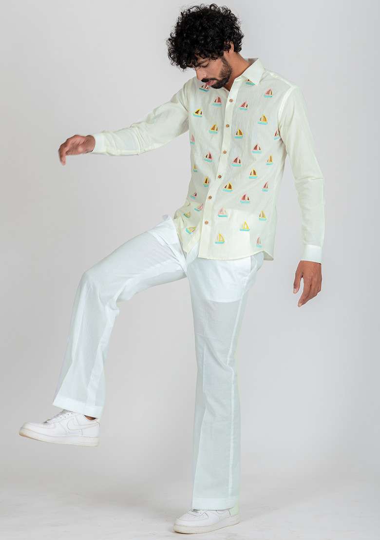 Blue Colour Blocked Exotica Bell Bottom Pajama For Men - Indya