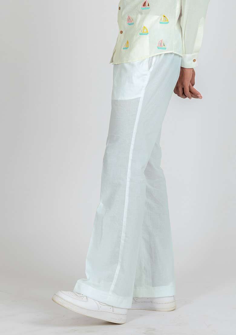 Blue Colour Blocked Exotica Bell Bottom Pajama For Men - Indya