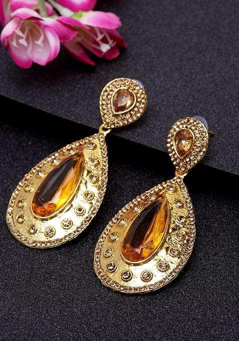 Gold Plated Cubic Zirconia Drop Earrings