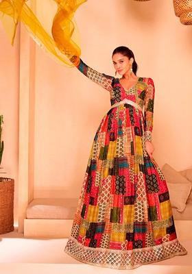 Multicolor Digital Print Sequin Embroidered Georgette Palazzo Set