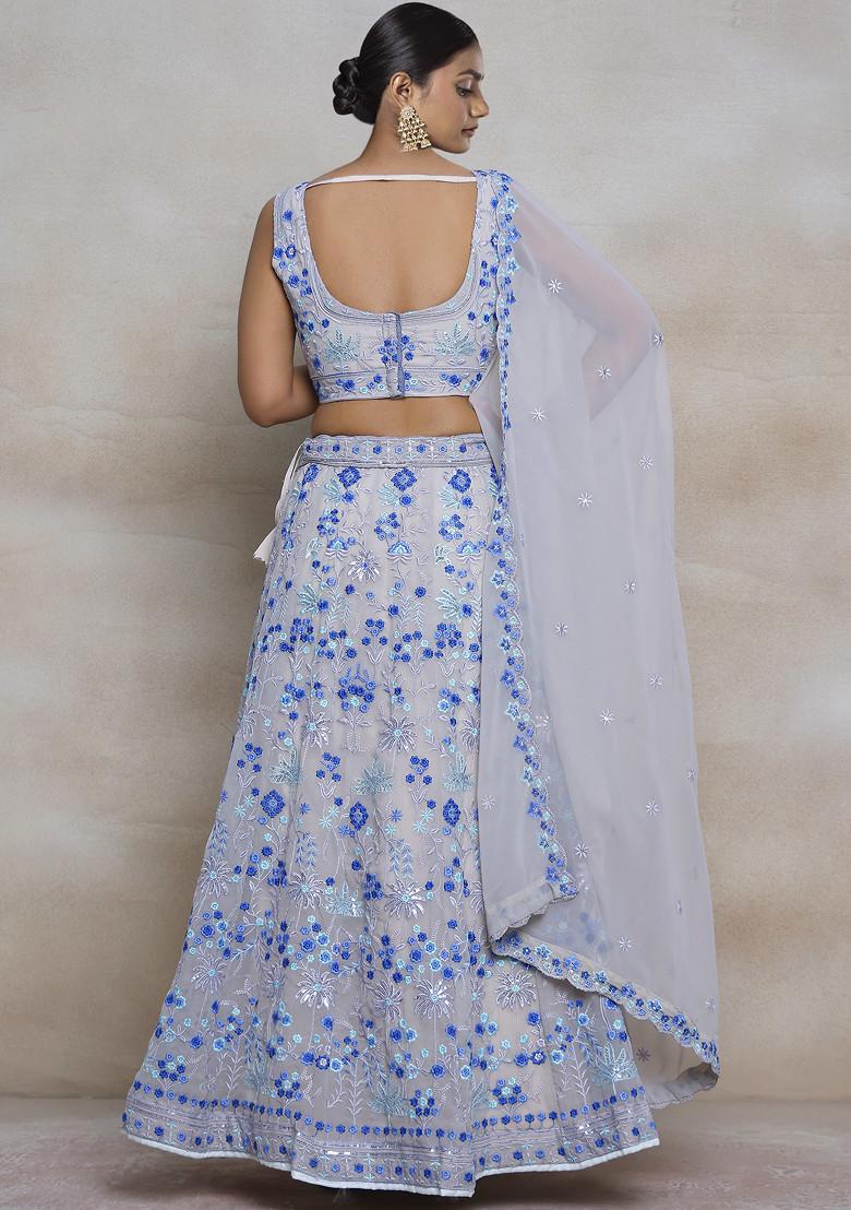 Multicolor Sequin Embroidered Faux Georgette Lehenga Set