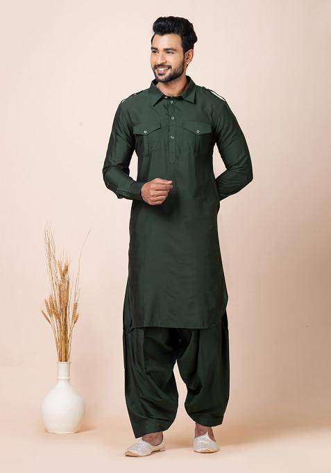 Green Viscose Pathani Set