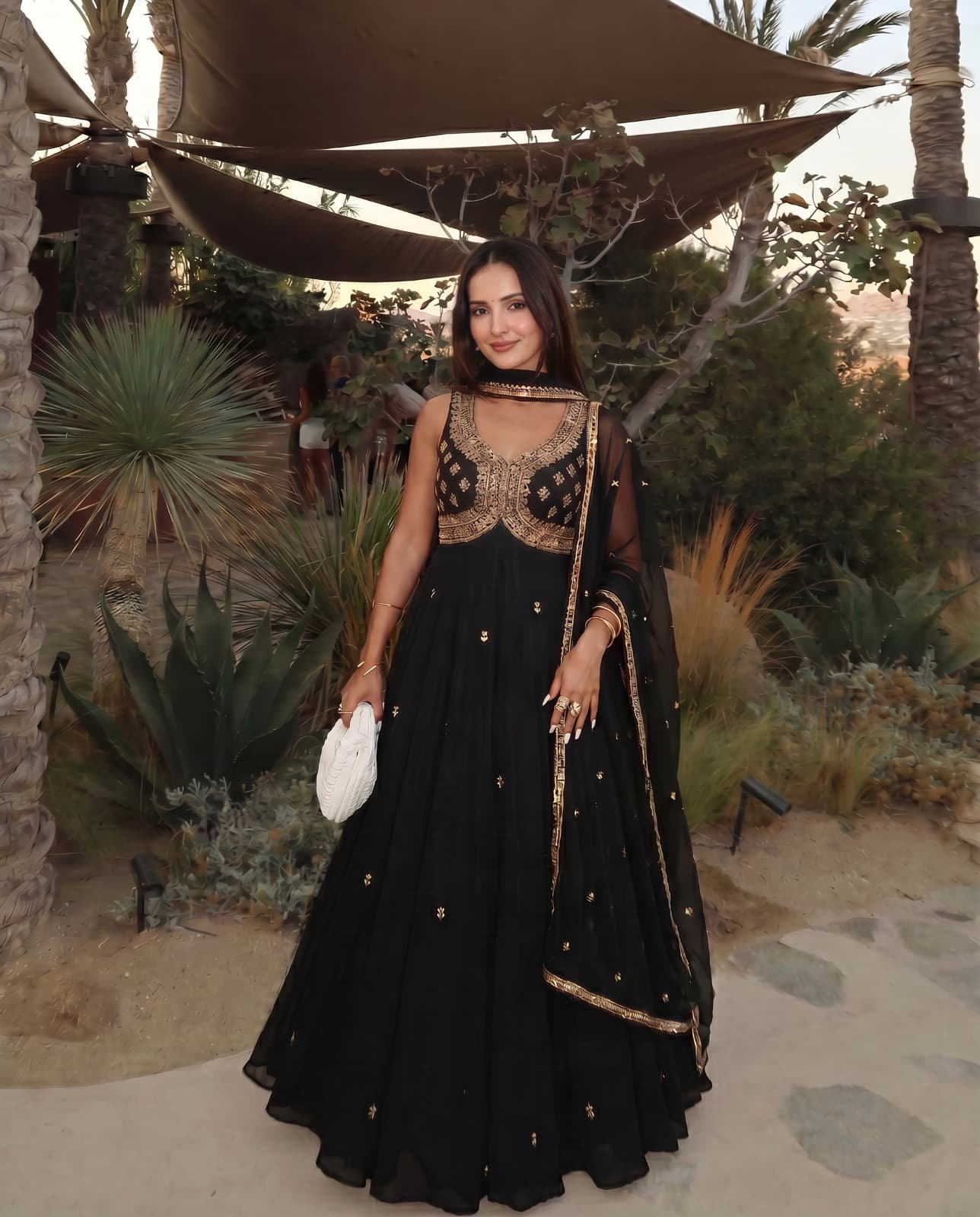 Black Embroidered Handwork Anarkali