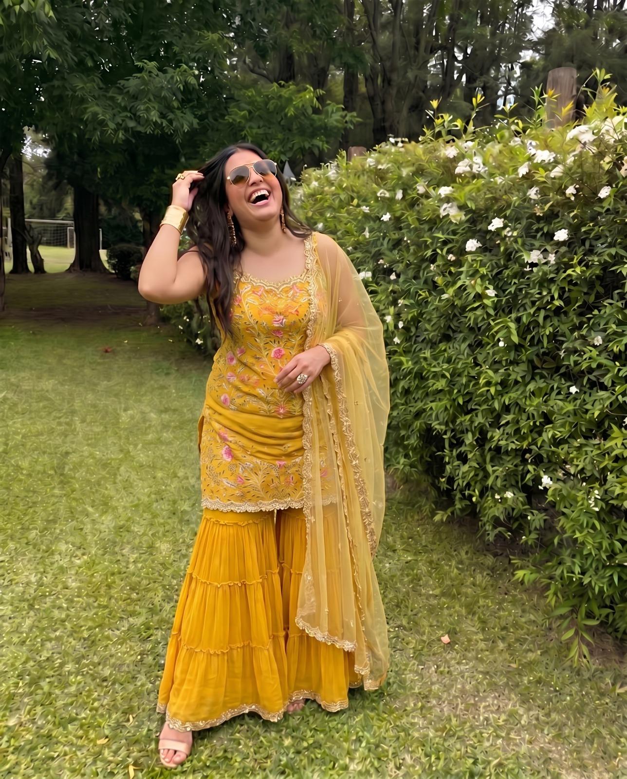 Noor Yellow Sharara Set
