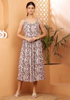 Buy Women Floral Printed Fit And Flare Midi Dress - 30790629 - Dresses and Jumpsuits - Indya