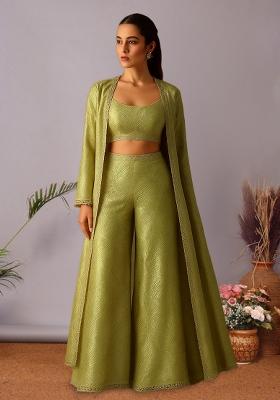 Green Organza Textured Fusion Set