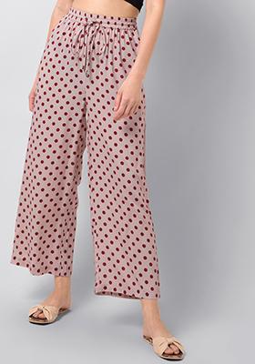 Beige Polka Straight Leg Pyjama Pants