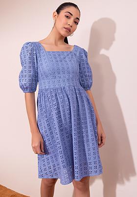 Light Blue Schiffli Dress