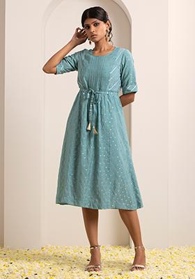 Fashion Dresses A Line Dresses Betty & Co A Line Dress blue allover print casual look 