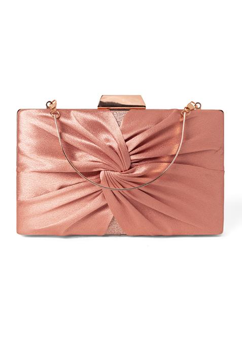 Peach Satin Knot Clutch 