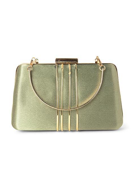 Fern Green Metallic Frame Clutch 