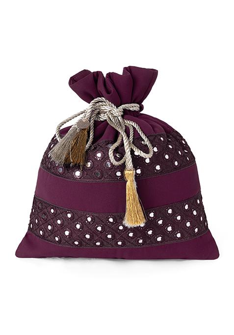 Purple Mirror Embroidered Potli