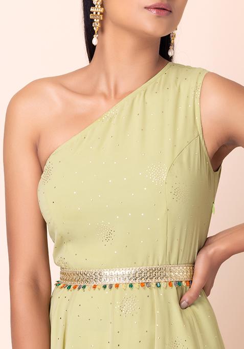 Gold Sequin Beaded Lace Belt 
