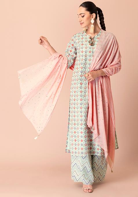 Pink Teekli Georgette Dupatta