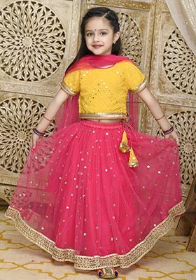Gorgeous haldi yellow and pink color combination lehenga and blouse with  dupatta. This outfit is Available