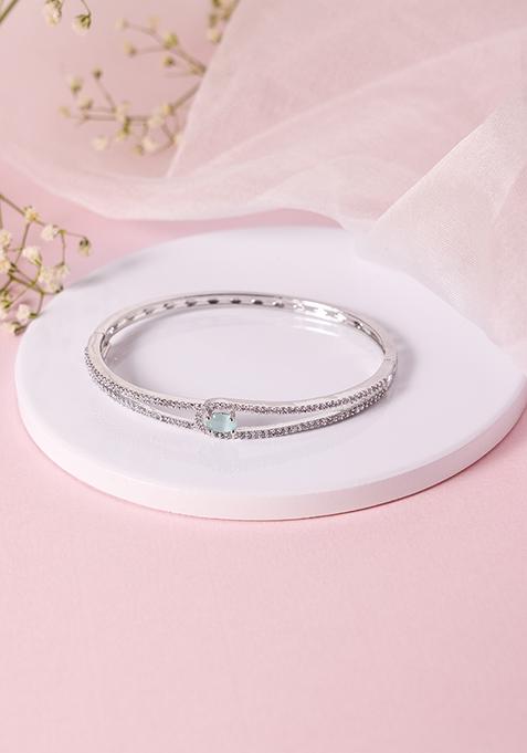 Silver Finish Zirconia Bangle 