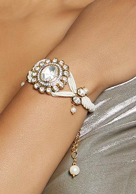 Buy Gold  Cream Bracelet And Earring Jewellery Set for Women Online  Tata  CLiQ Luxury
