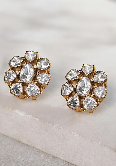 Kundan Polki Floral Stud Earrings