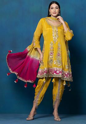Razaana- Happy mustard Gota patti embroidered lehenga with blouse and dupatta main image 0