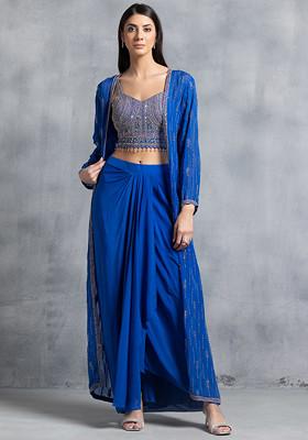 Pink & Blue Trimmed Coconut Juliet Jacket by Set Fashions