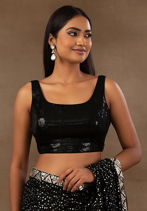 Black Sequin Embellished Blouse