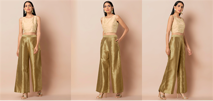 Buy Tan Gold Shimmer Soft Silk Shiny Palazzo Sharara Pants Indian Online in  India  Etsy