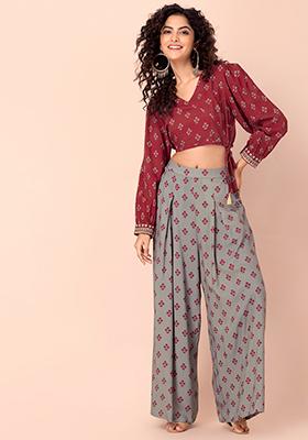 Buy Mango people products Indian Ethnic Rayon Designer Plain Casual Wear Palazzo  Pant For Womens  Black  Maroon colours   Free Size at Amazonin